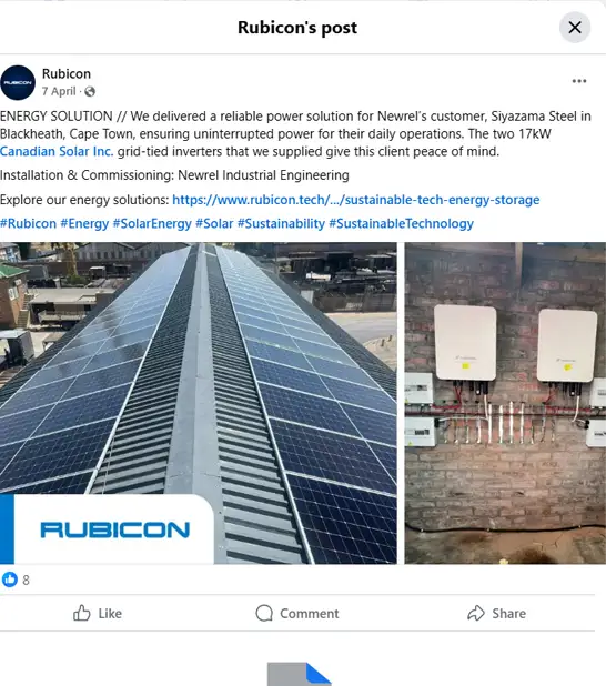 Rubicon Facebook Post Siyazama Steel Blackheath